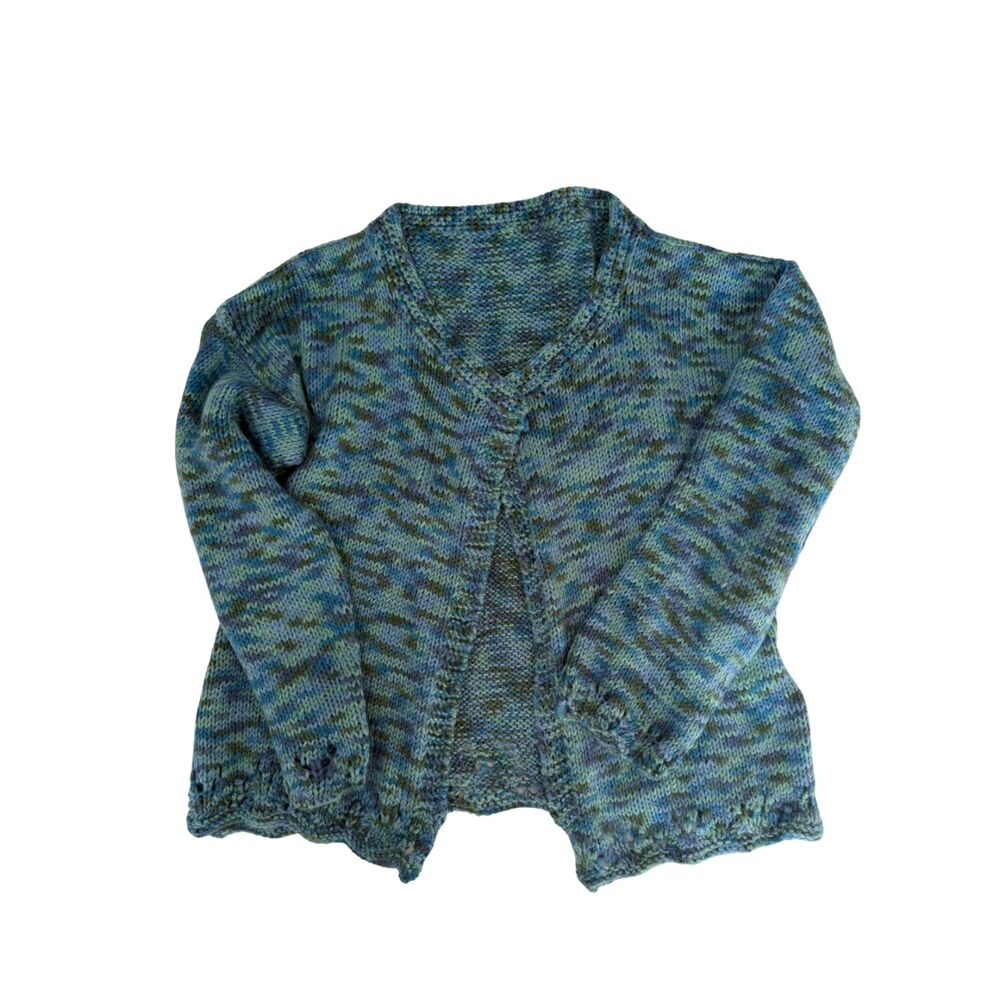 Handmade Blue Green Fall Transition Knit Sweater - S